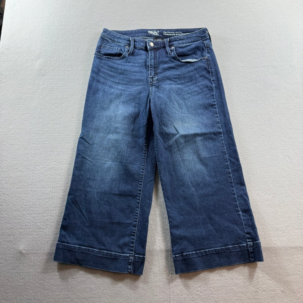 Mossimo Denim Jeans Womens 10 Blue High Rise Wide Leg Crop Super Stretch Capri